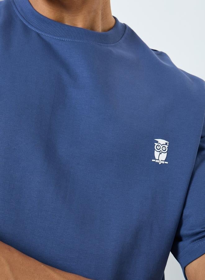 Styli Men Blue Cotton Crew Neck T-Shirt - Image 3